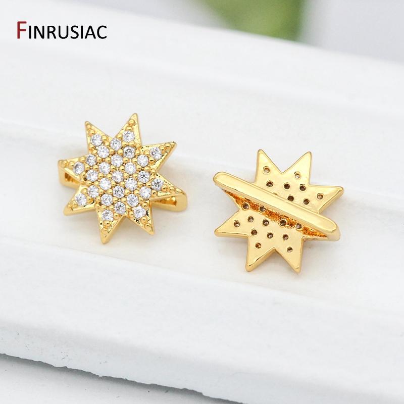 

DIY Jewelry Accessories 14K Gold Plated Inlaid Zircon Star Beads For Handmade Bracelet Necklace Pendants,Jewelry Making Material 1 piece