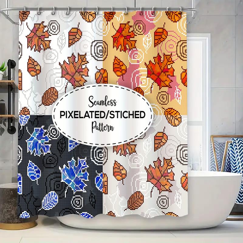 

Autumn Leaves Pixelated Shower Curtain Unique Print Home Decoration Backdrop for Bathroom Perfect Gift Idea 90x180cm