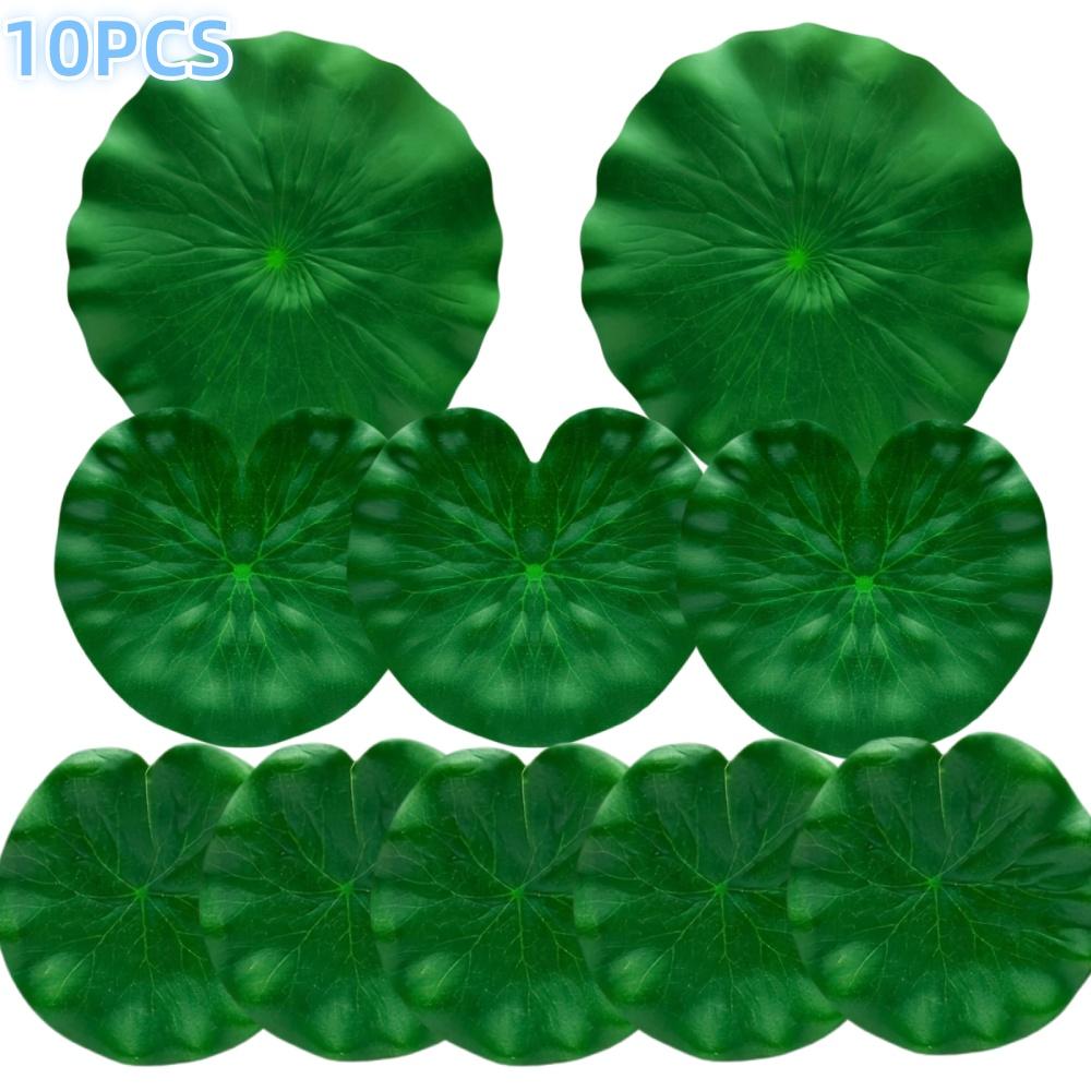 

10 шт. искусственных кувшинок из ЭВА - Листья лотоса - Подходят для пруда, аквариума - Украшение для рыбного пруда и террасы зелёный