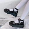 Schuhe Lolita-Schuhe Damen-Plateau-Mary-Janes mit Sternschnalle und Riemen, Mary Janes für Damen, überkreuzt, Mädchen, Nieten, lässig, Kawaii-Schuhe