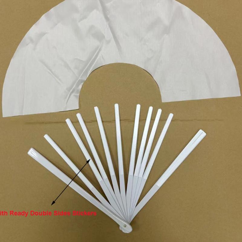 Folding Fan 13 Inch DIY Wedding Fan Polyester Blank Fan Solid Color Heat Transfer Printing Fans Chinese style Japanese style