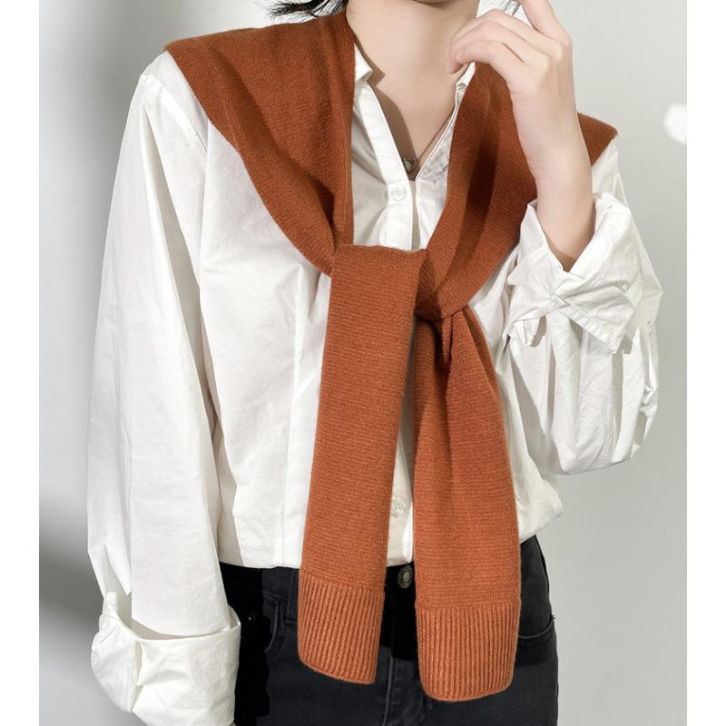 Autumn knitted shawl women's thin outer with small vest, spring and autumn knitted sweater with shoulder scarf