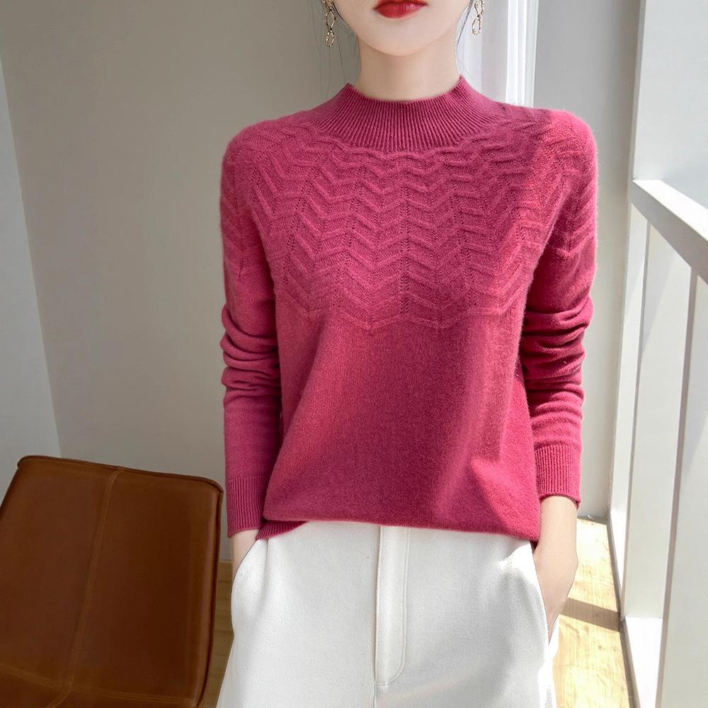 Jesień/Zima Nowy Styl Sweter Pulower z Półgolfem Długim Rękawem Dzianinowy Damski Top