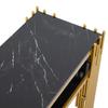 Console Table Two-tier Open Shelves, Small Narrow Sofa Table Living Room, Entrance, Hallway, Stable Metal Frame, 124cm, Black & Gold