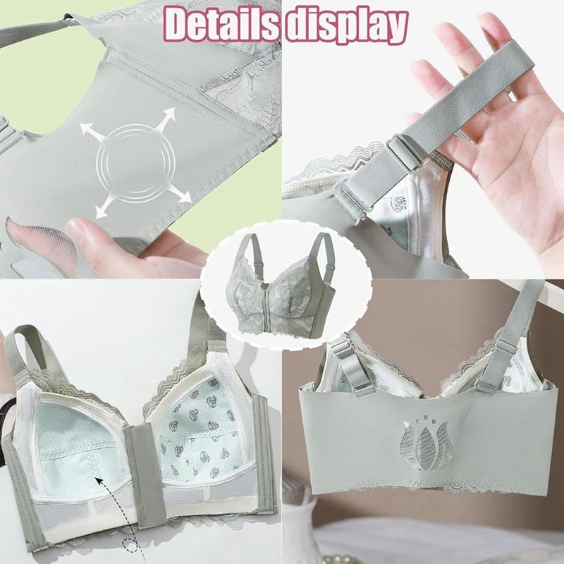 Women's Front-Zip Adjustable Strap Push-Up Bra