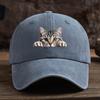 Adjustable Retro Washed Baseball Cap Strap with Cute Cat Print Curved Brim for Sun Protection for Outdoor Travel