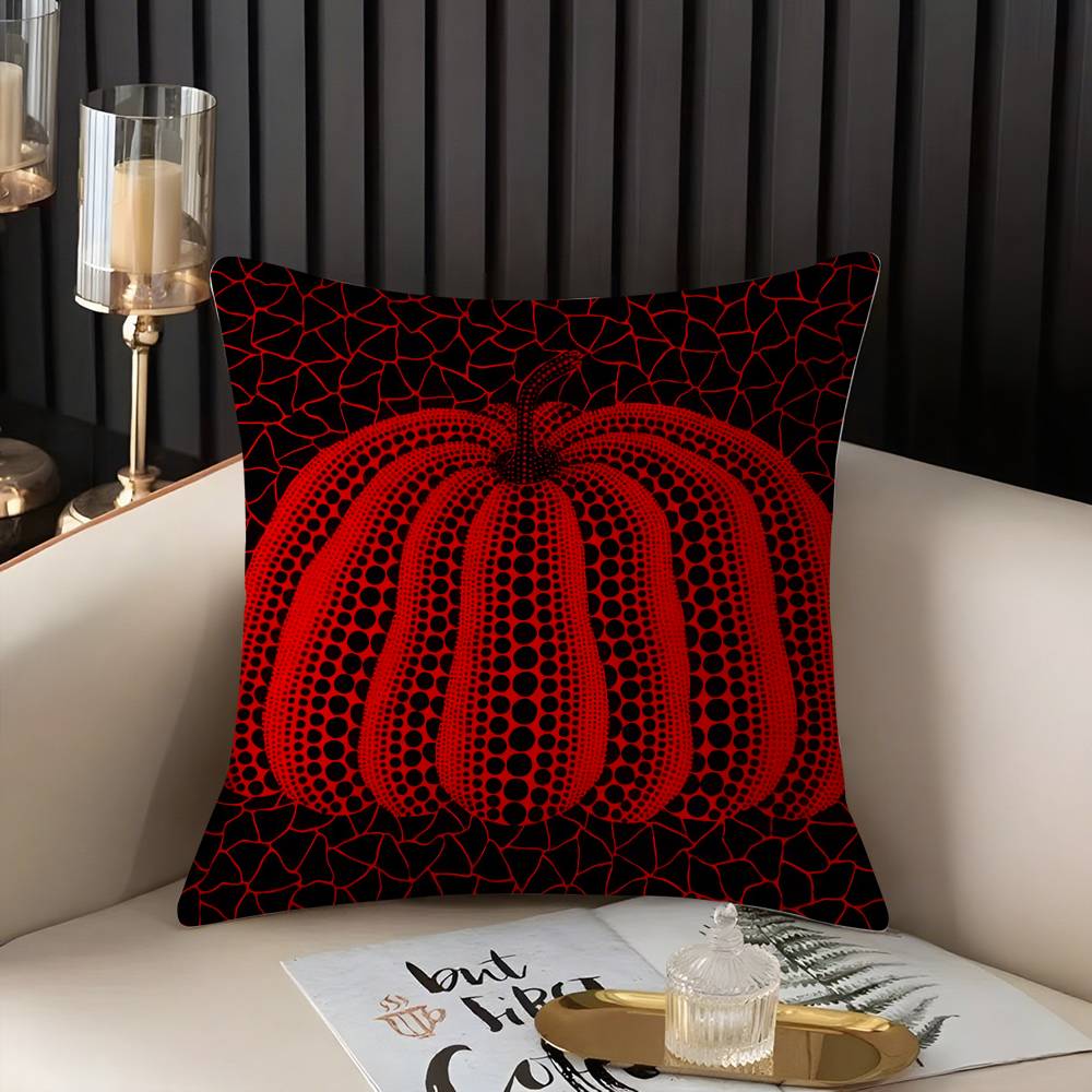 Yayoi Kusama Abstract Art Pumpkin Pillow Case Home Dorm Chair Back Short Plush Double-sided Printing Nap Time Cushion Cover