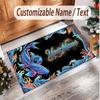 Fish Ocean Theme Soft Crystal Velvet Rug Custom Name & Text Print Non Slip Floor Rug for Bedroom Living Room