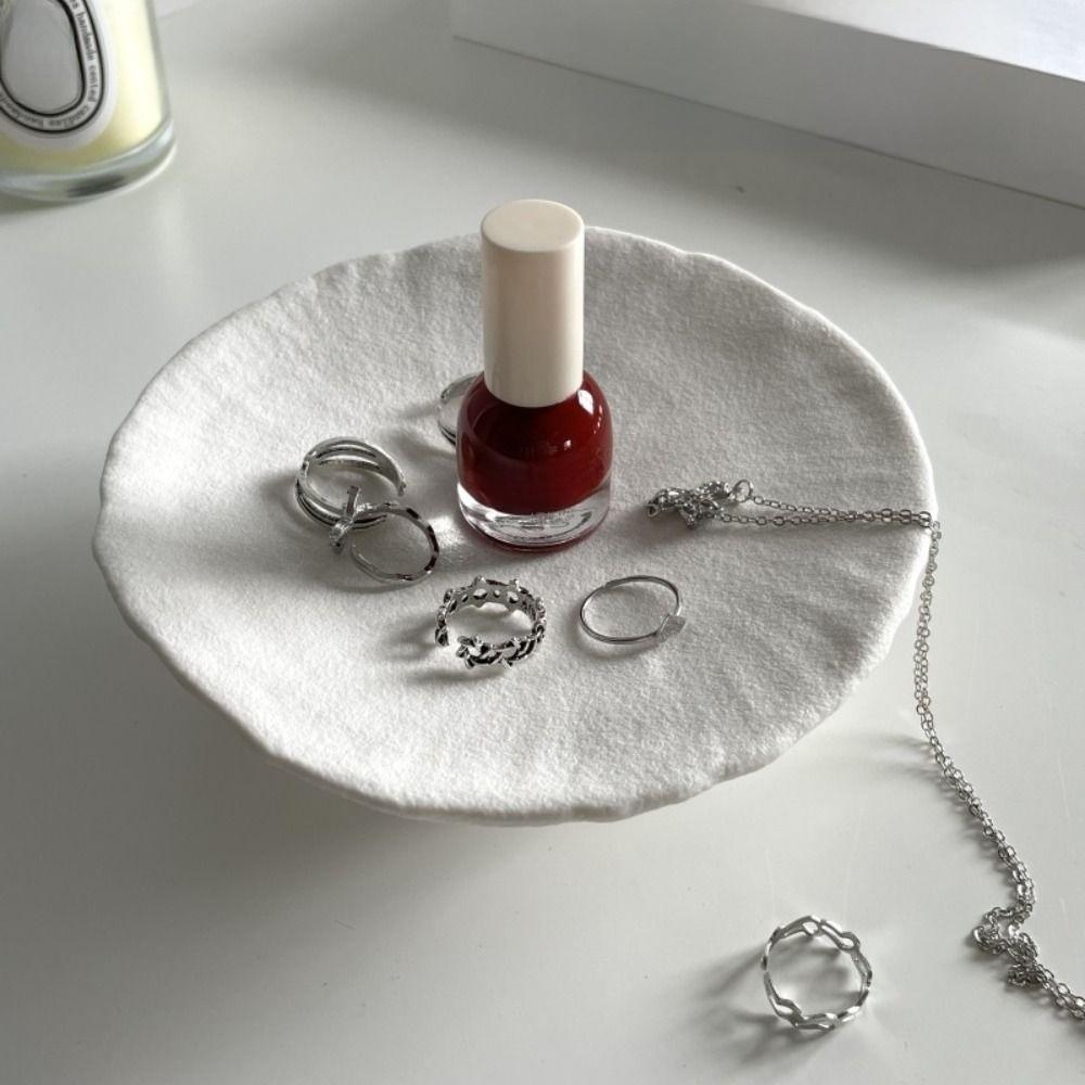 Ceramic Jewelry Storage Tray Creative Aromatherapy Candle Stand Desktop Storage Plate  Kitchen