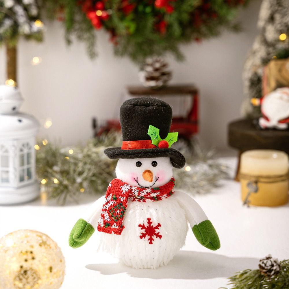 Cartoon Christmas Snowman Doll Toys Snowflake Luminous Snowman Ornament  New Year Gift