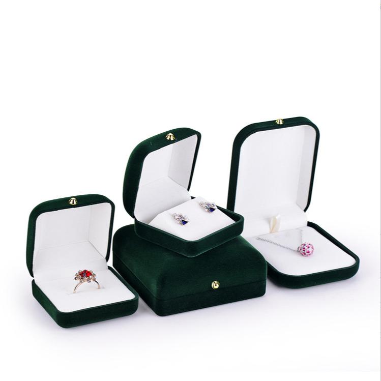 2022 Custom Earring Box Dark Green Velvet Flocking Jewelry Box