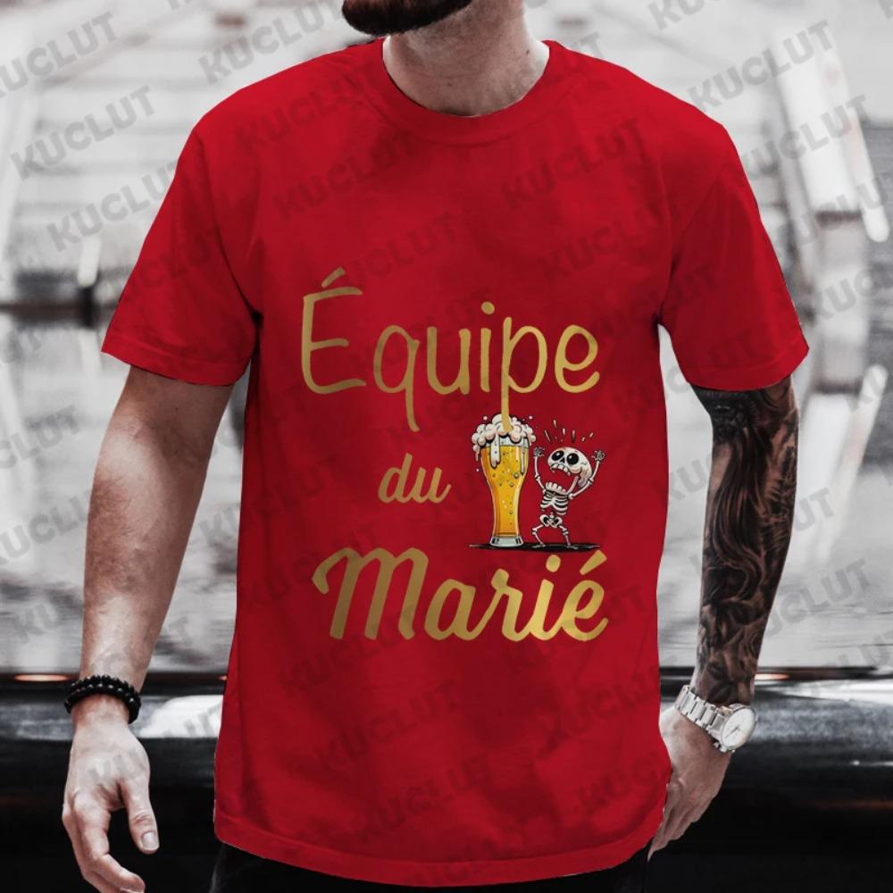 Evg Team Groom Man T Shirt French Wedding Party Tees Future Groom Squad Beer Graphic Y2k Tops Boyfriend Bachelor Party Tshirt