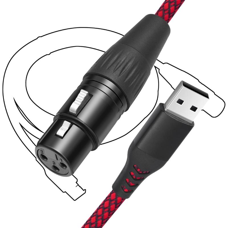 Professional USB A Male to 3Pin Female Connection Cable Portable Studio Recording Line for Dynamic Microphones