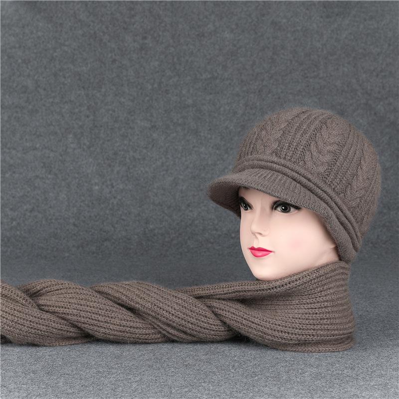 Duck Tongue Old Man Hat Female Grandma Autumn Winter Rabbit Wool Hat Knitted Thermal Basin Hat Middle-Aged And Elderly Mother Velvet