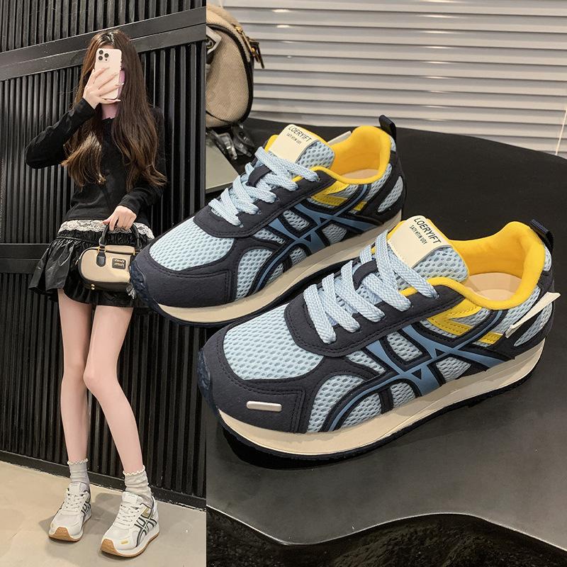 2025 Summer New Mesh Breathable Thick-soled Dad Shoes Women's Versatile Soft-soled Retro Casual Fashion Sneakers