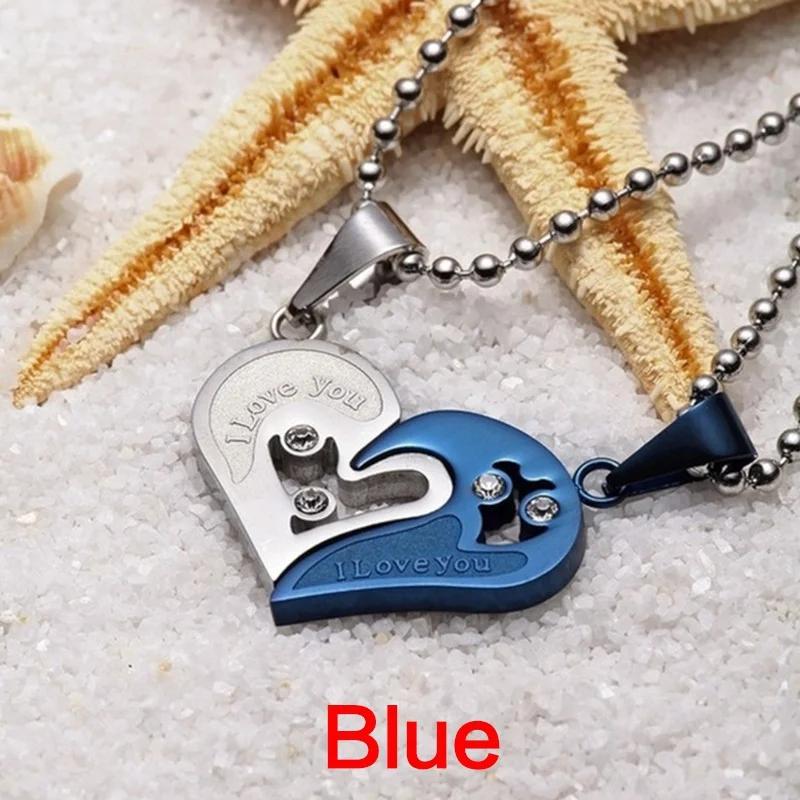 Couple Necklace I Love You Valentine's Day Gift Stainless Steel Matching Letter Pendant for Lovers