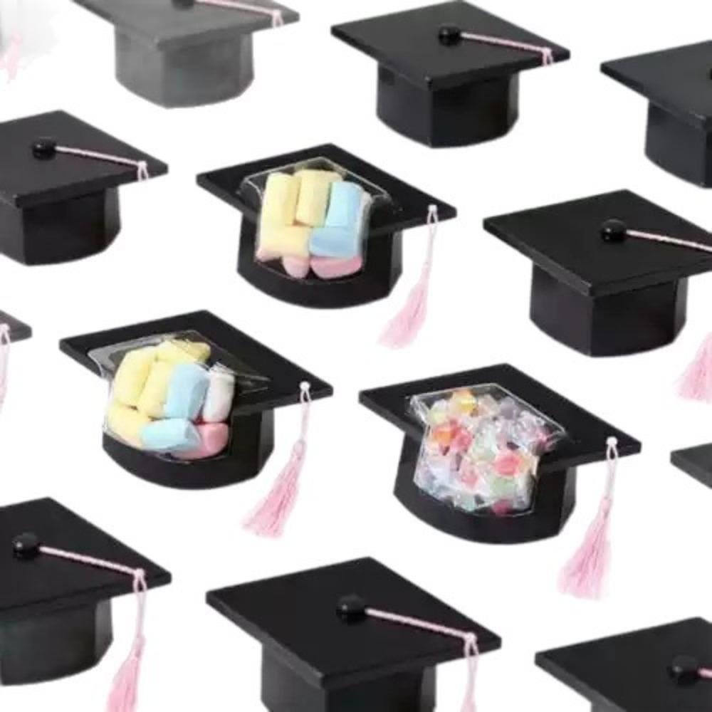 3D Graduation Cap Candy Dome Storage Box Plastic Treat Container for Graduation Party, Table Centerpiece Candy Holder