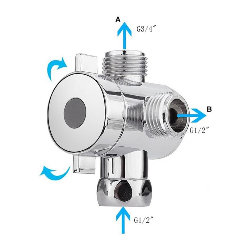 

ABGR-4X ABS Chrome 3 Way Diverter Hose Fitting T Shape Adapter Connector For Angle Valve Hose Bath Shower Arm Toilet серебряный