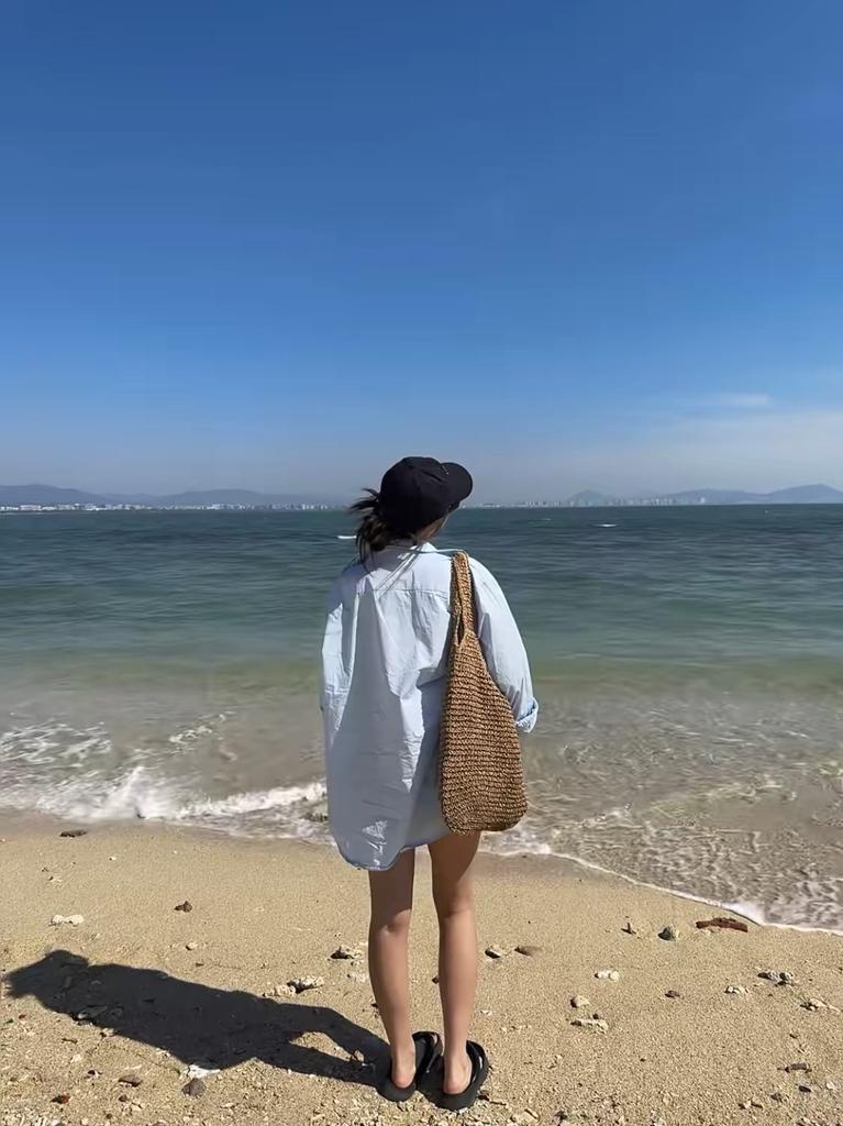 Strandtaschen für Damen - Sommer Weich Groß Gewebte Schultertasche Handtasche, Strandtasche Strohtasche für den Sommerurlaub