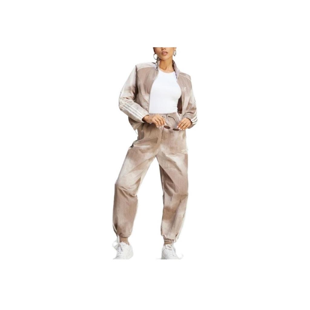 Adidas Originals Zip Vintage Sports Stand Collar Fitted Long Sleeve Jacket Women Jacket Yellow-Brown II5655