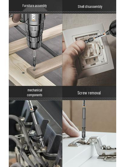 Tungsten Steel Magnetic Ring Electric Screwdriver Set with High Hardness, Non-slip, and Phillips Bits