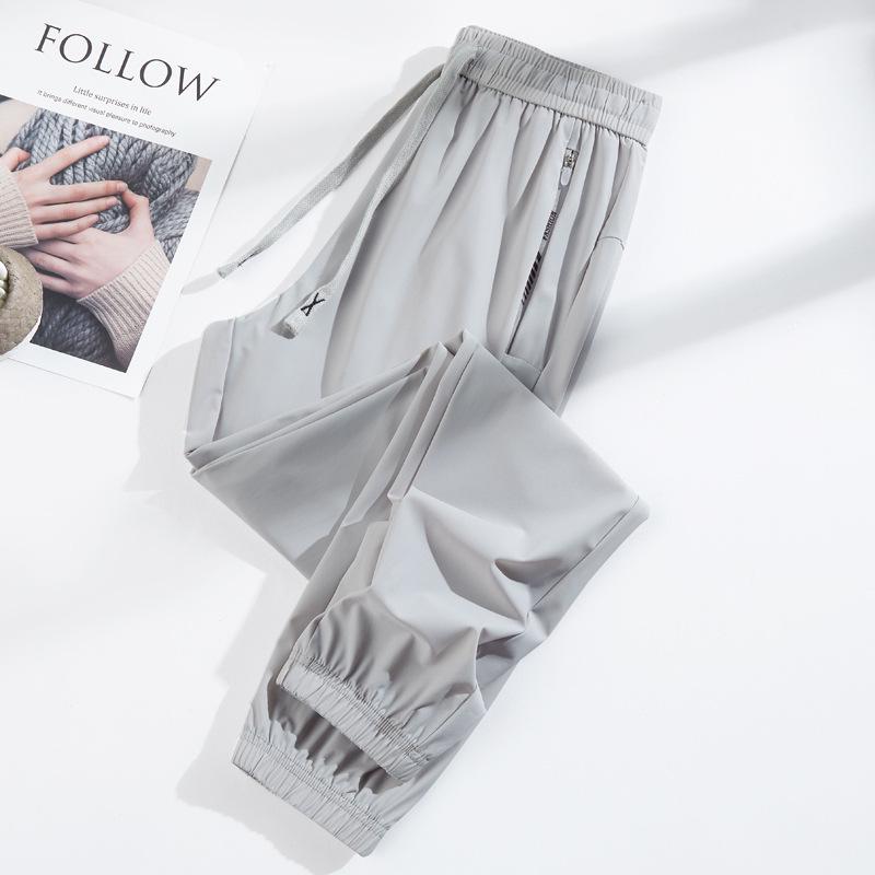 Unisex Summer Ice Silk Quick-Dry Joggers with UPF50 Sun Protection - Loose Fit Nine-Point Casual Pants