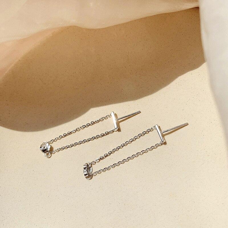 925 Sterling Silver Tassel After Hanging Stud Earring for Women Wedding Christmas Jewelry Accessories Pendientes Eh214