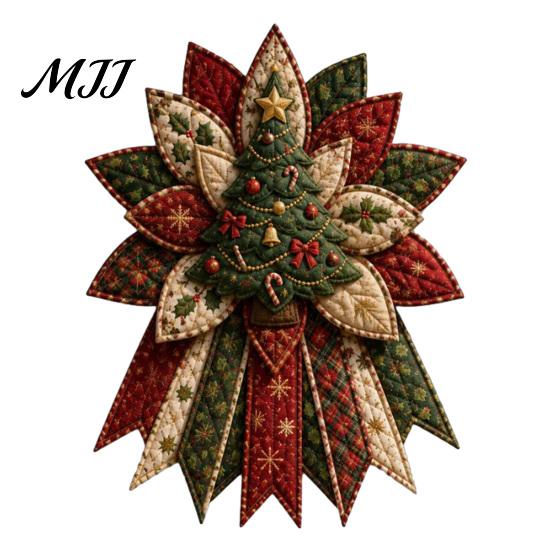 Handgefertigte Feiertagsdekorationen Festlicher gesteppter Weihnachtstürbehang DIY Nähset, Immergrüner Baum, 3D gepolsterter Patchwork Kreative Wochenendprojekte