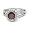 Garnet Double Halo Accents Ring - 925 Sterling Silver