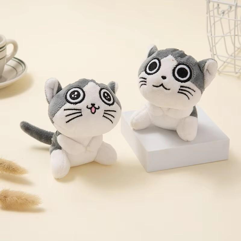 10cm Mini Cute Cat Plush Stuffed Kitten Key Chain Plush Toys Animal Stuffed Sitting Doll Key Ring Chain Pendant Toy Kids Gift