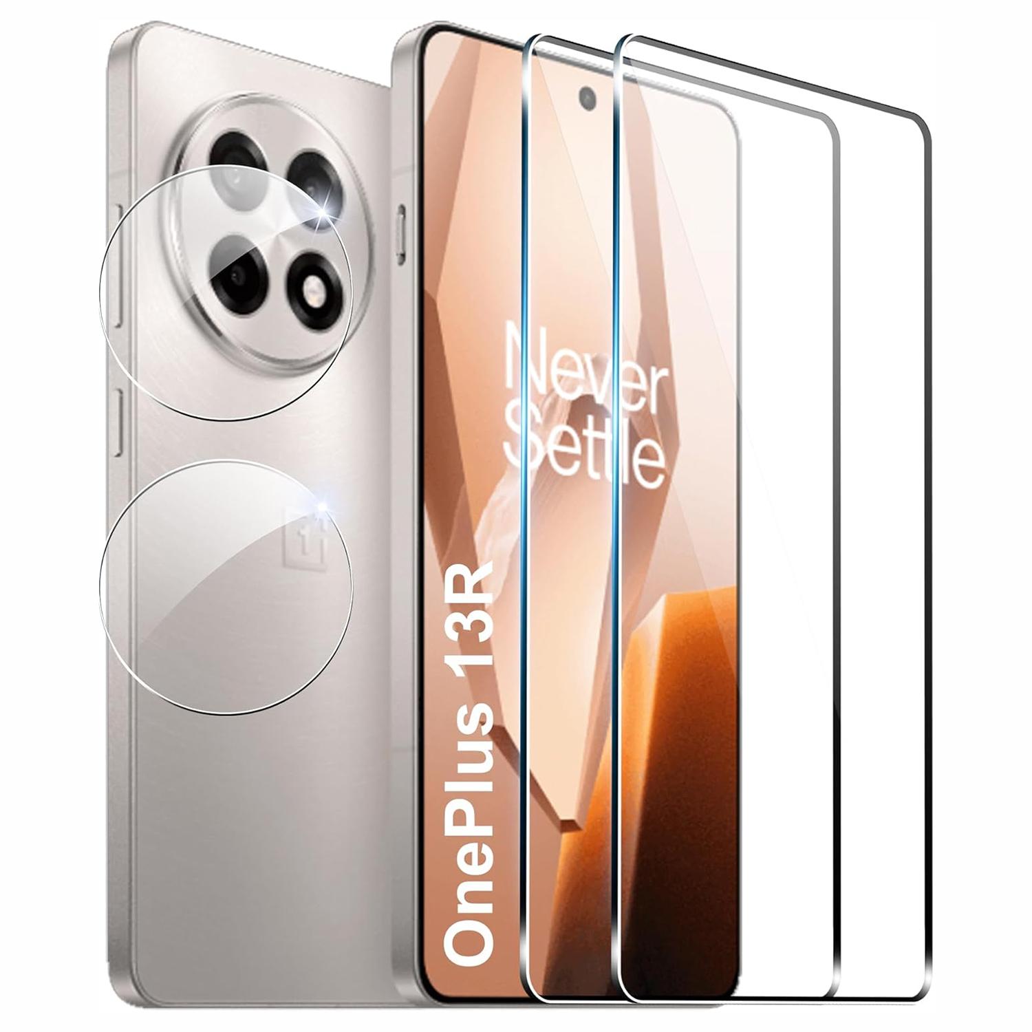 

2 шт. Защитная пленка для экрана OnePlus 13R 5G 2.5D с изогнутыми краями, высокопрозрачная пленка из закаленного стекла с пленкой для объектива камеры A