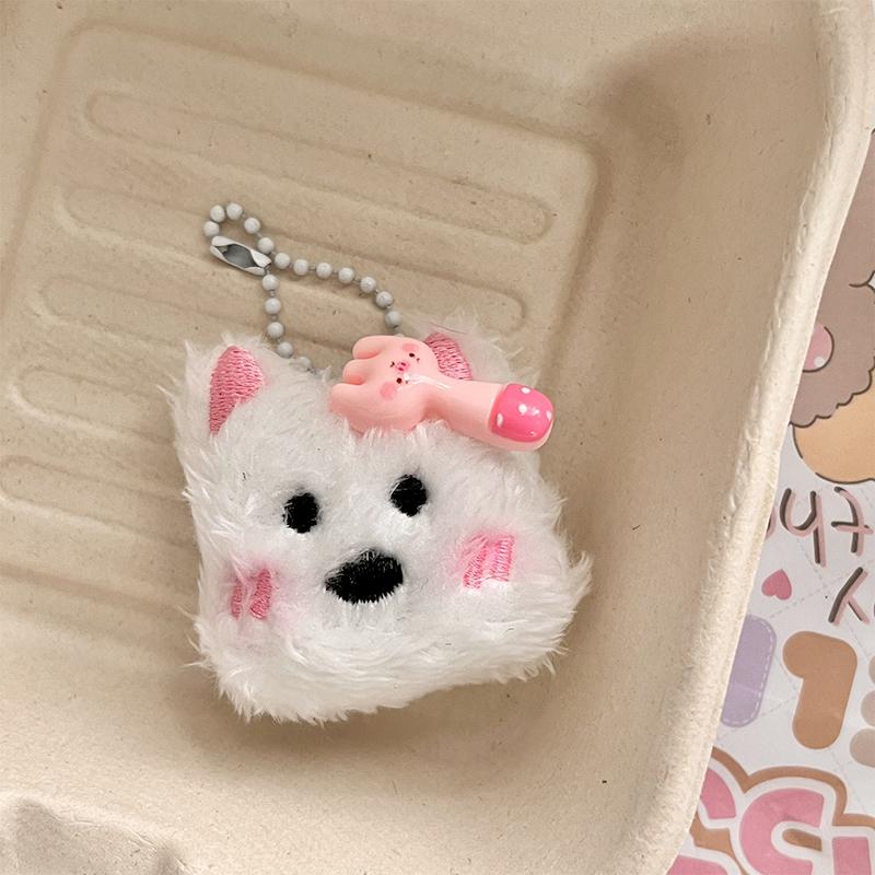 Kawaii šéfkuchař West Highland štěně klíčenka roztomilý kreslený plyšový přívěsek na klíče panenka plyšový držák na klíče taška přívěsek dekorace dárky pro páry