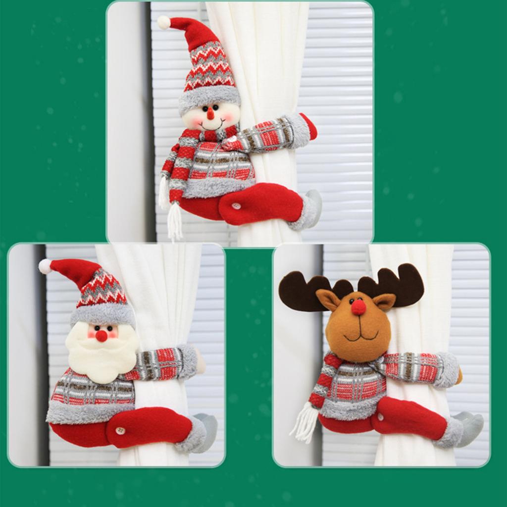 Christmas Snowman Santa Claus Elk Cartoon Doll Decoration Curtain Buckle