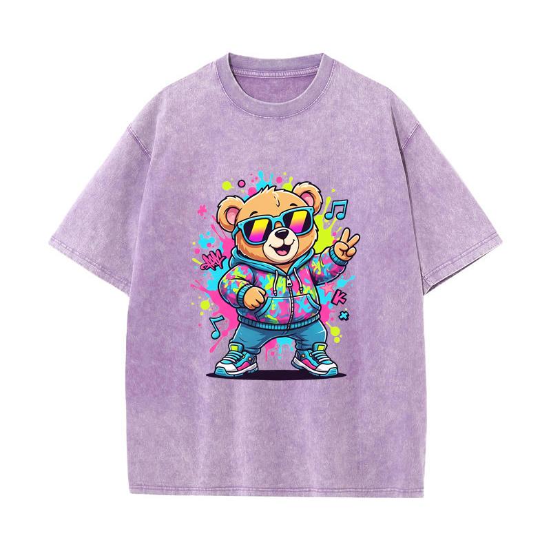 SX-26 MINISO 2026 Summer Vintage Wash Printed Pure Cotton Shoulder Style Men's and Women's Round Neck Short Sleeved Couple T-shirt