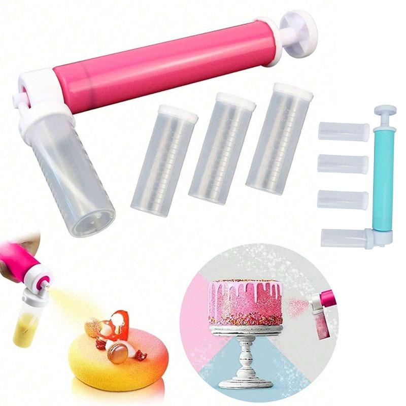 Cake Decorating Pump Kit for Glitter Powder and Airbrush Effects Refillable Containers for Baking Cake Icing and Sugar Sprays