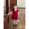 Girls Summer Princess Dress With 3D Flower Flutter Sleeves Elegant Baby Birthday Party Gown For Toddler