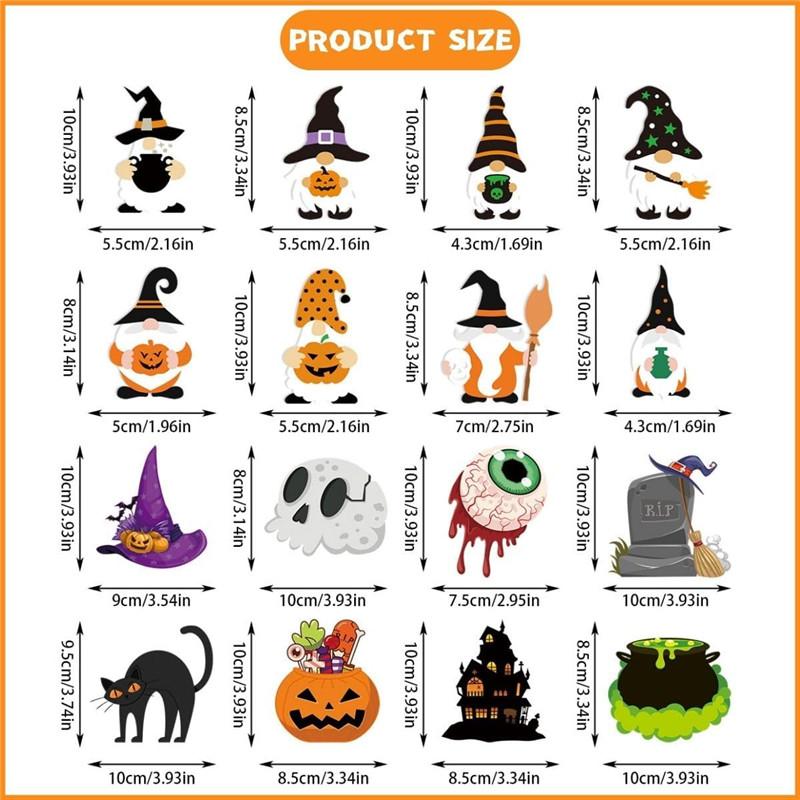 16 Pieces Halloween Hanging Decorations for Tree Gnome/Pumpkin/Skull/Cat Shape Indoor Outdoor Ornament with Rope for Party Holiday