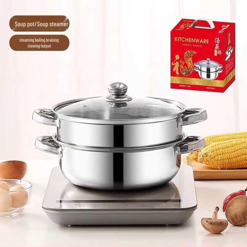 Tinle Stainless Steel Double Boiler Steamer Pot