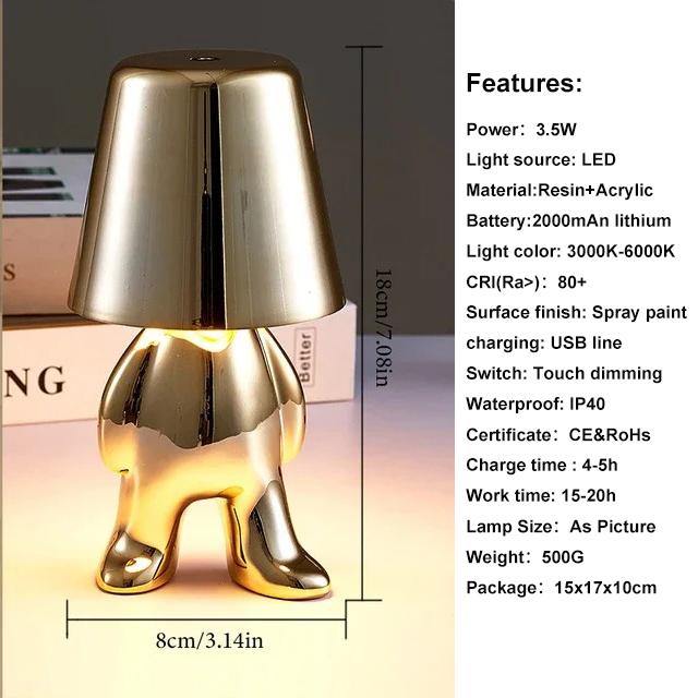

Little Golden Man Table Lamp Living Room Bedside Children s Room Art Decor Night Light Creative Coffee Shop Bar Desk Lamps 0-5W
