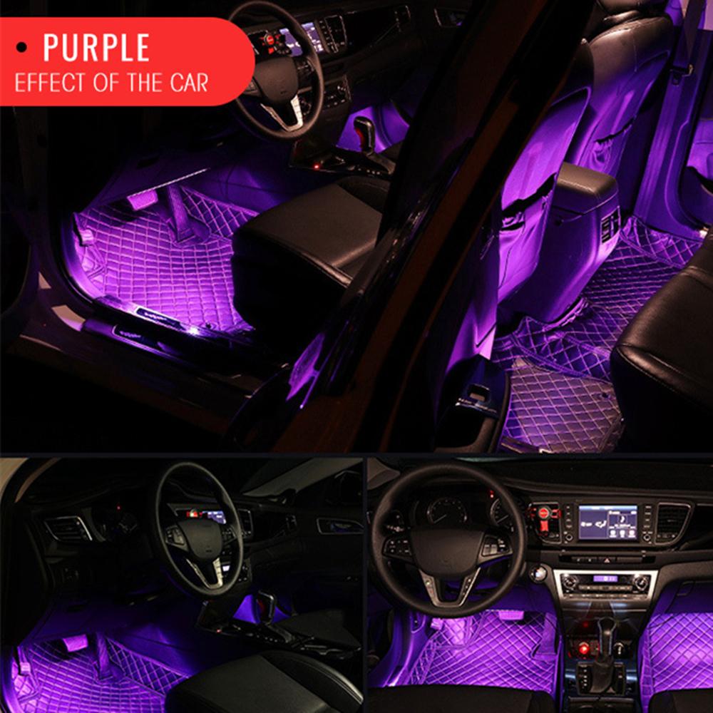 12V 3W RGB LED Light Bar Car Interior Floor Decor Atmosphere Strip Lamp w/Remote
