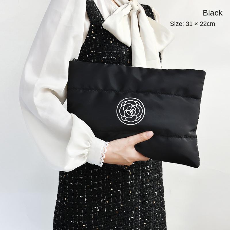 

Down Cotton Hand-held Makeup Bag with Large Capacity and High Appearance Valueportable Makeup Bagtravel Toiletries Bag чорний