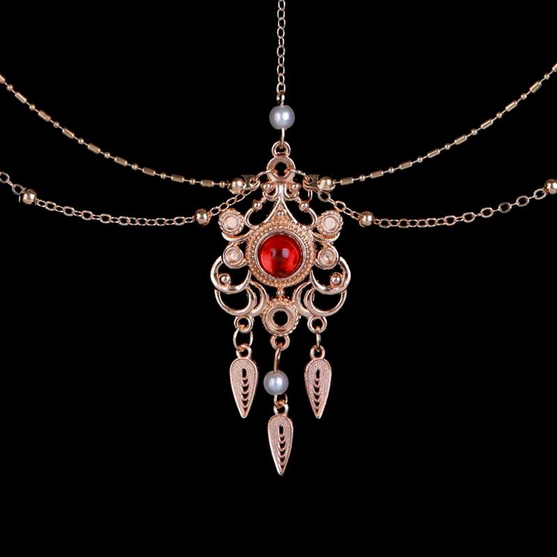 

Винтажная полая геометрия, цветочная цепочка на голову, повязки для волос, свадебные аксессуары для волос, женская многослойная повязка с кисточками, праздничные украшения красный