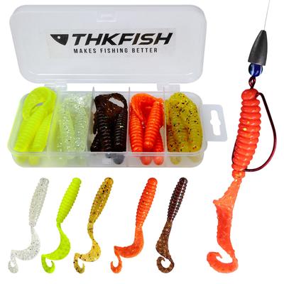40pcs Worm Bass Lures FIshing Kit with Jigs Hooks Soft Fishing Worm Bait Molds Soft Plastic Lures Baits Tackle Lure