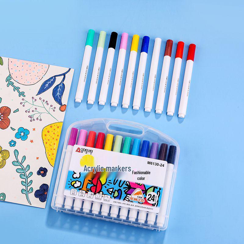24-Color Acrylic Markers Set for Primary School Art & DIY Projects