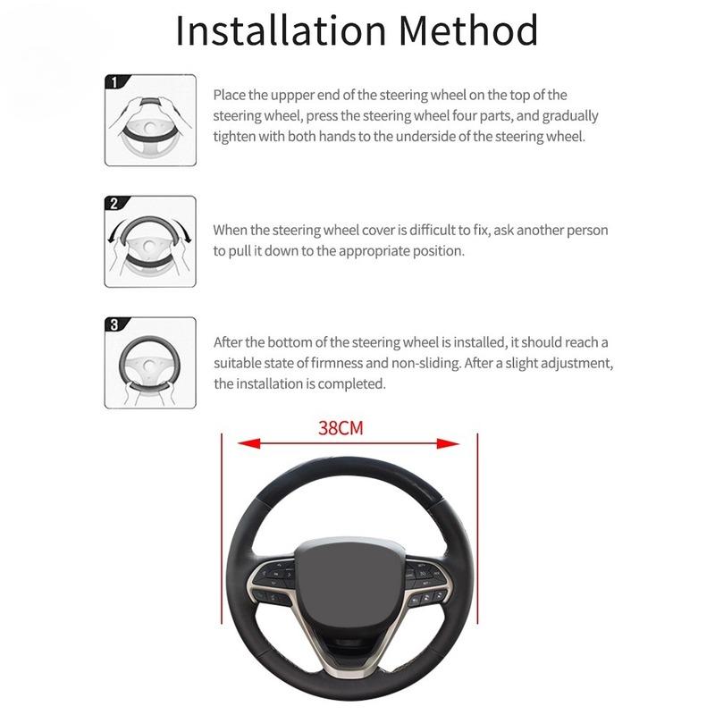 Coprivolante in Pelle PU Stile Fibra di Carbonio 37-38cm Universale Antiscivolo Traspirante per Decorazione Interni Auto