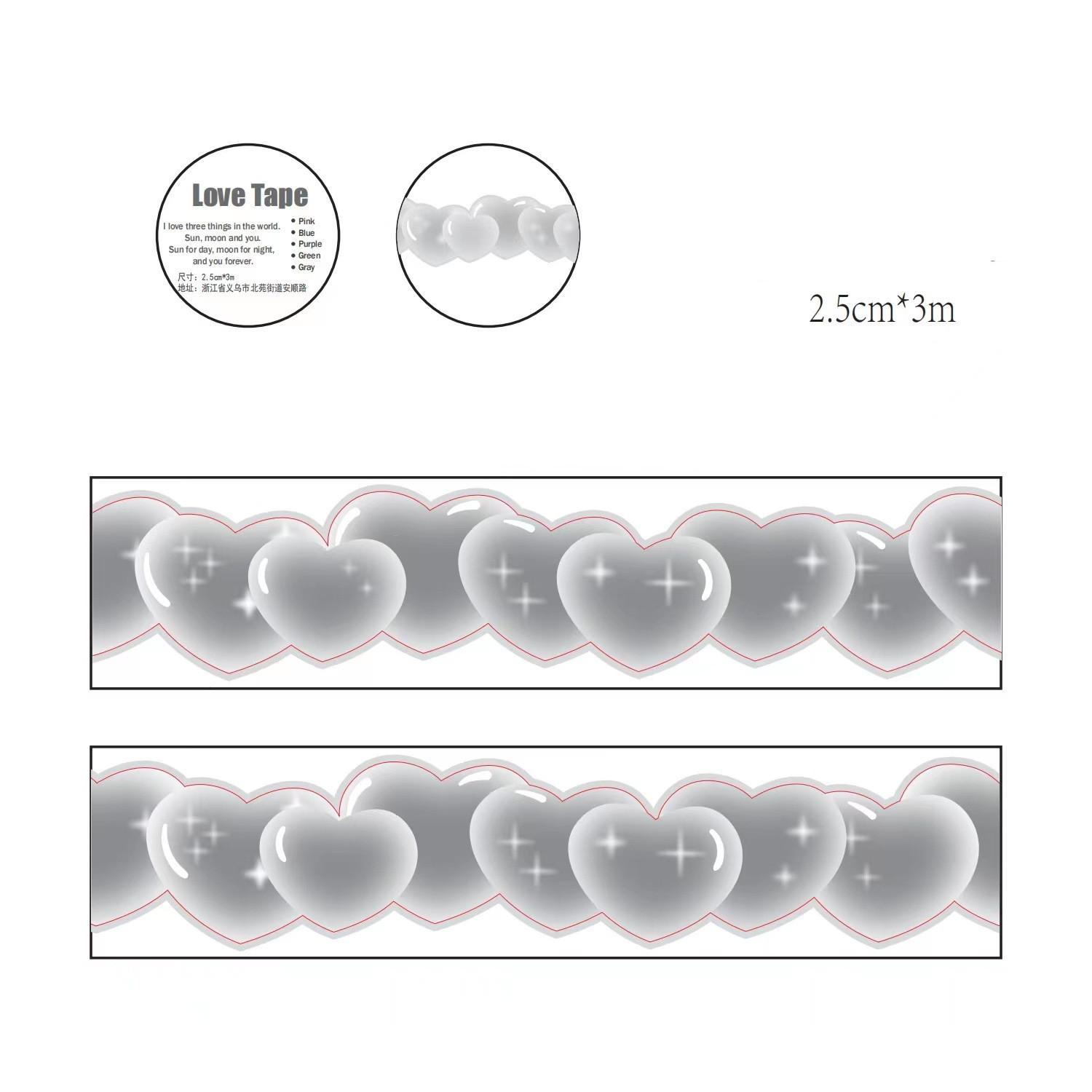 

Новый Kawaii Sparkling Love Heart Специальная форма Ландшафтный дизайн Васи Лента Журнал DIY Декоративные Маскирующие Ленты Канцелярские Товары серый