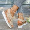 Womens Sandals Hollow Platform Sandals  Fish Mouth Women's Shoes Outdoor Beach Wedges Sandal Woman Footwear Women Retro Casual