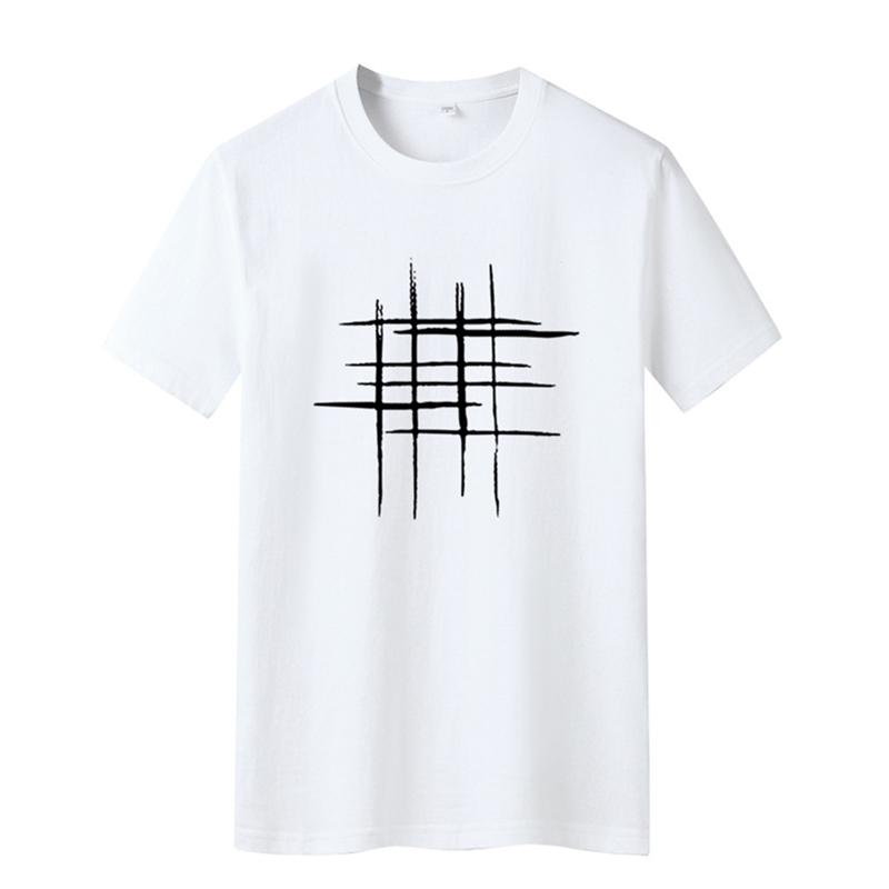 Einfaches kreatives Design Line Cross Print Baumwoll-T-Shirts Sommerstil Kurzarm-Männer-T-Shirt