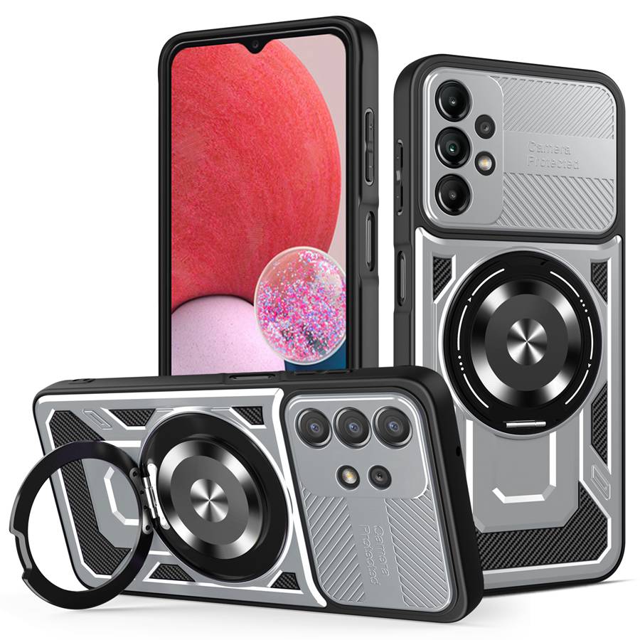 

Luxury Shockproof Armor Magnetic Phone Case For Xiaomi Redmi Note 14 13 Pro Samsung Galaxy A33 A15 A35 5G S25 Plus S24 S23 Ultra With Metal Ring Cover Redmi Note 13 5G срібний