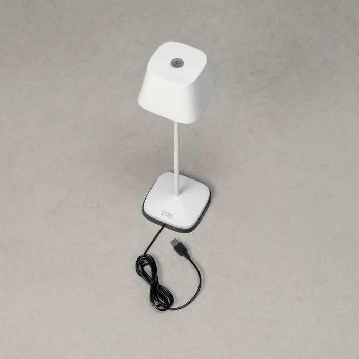Lampe de Table Extérieur Konstsmide Capri - Blanc Carré Dimmable 2700K, 3000K - IP54